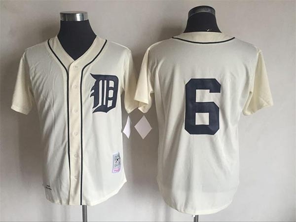 Men's Throwback Detroit Tigers #6 Al Kaline Cream 1968 Mitchell & Ness Jersey