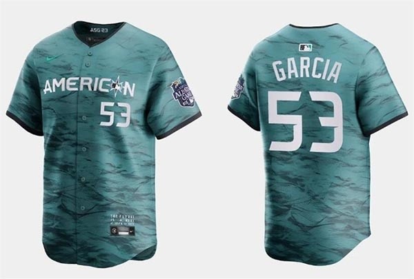 Men's Texas Rangers #53 Adolis Garcia Teal 2023 All-Star Stitched Baseball Jersey