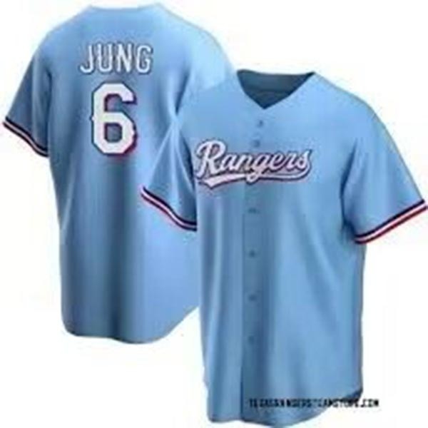 Men's Texas Rangers #6 Josh Jung Light blue Cool Base Stitched Baseball Jersey