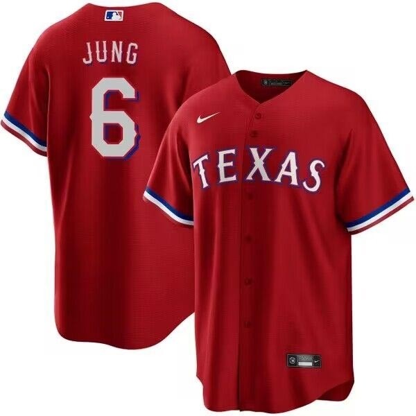 Men's Texas Rangers #6 Josh Jung Red Cool Base Stitched Baseball Jersey