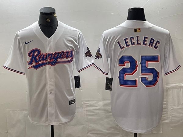 Men's Texas Rangers #25 Jose Leclerc White 2024 Gold Collection Limited Jersey