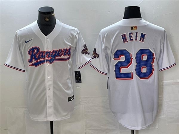 Men's Texas Rangers #28 Jonah Heim White 2024 Gold Collection Limited Jersey