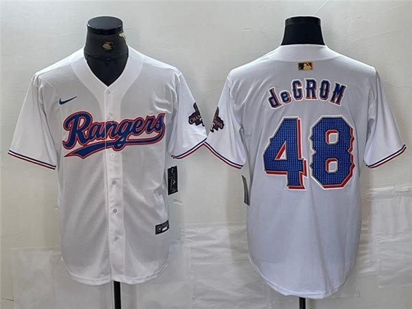 Men's Texas Rangers #48 Jacob deGrom White 2024 Gold Collection Limited Jersey