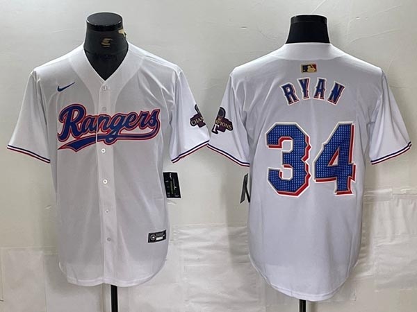 Men's Texas Rangers #34 Nolan Ryan White 2024 Gold Collection Limited Jersey