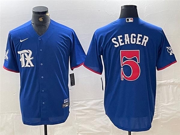 Men's Texas Rangers #5 Corey Seager Royal 2023 City Connect Jersey