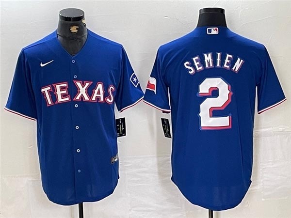 Men's Texas Rangers #2 Marcus Semien Royal Blue Limited Jersey