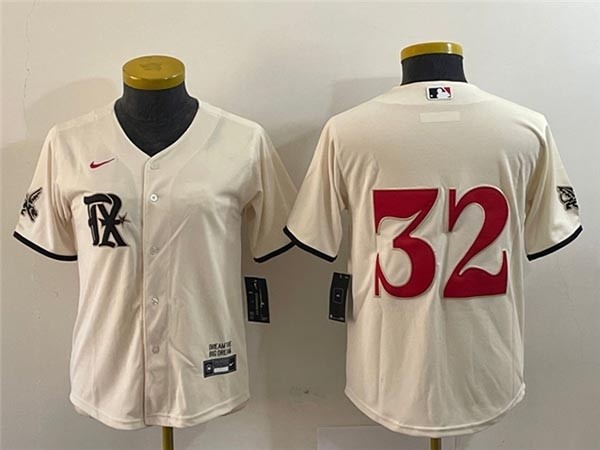 Women's Texas Rangers #32 Evan Carter Cream 2023 City Connect Jersey