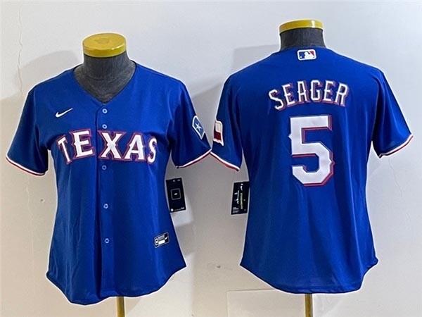 Women's Texas Rangers #5 Corey Seager Royal Blue Cool Base Jersey