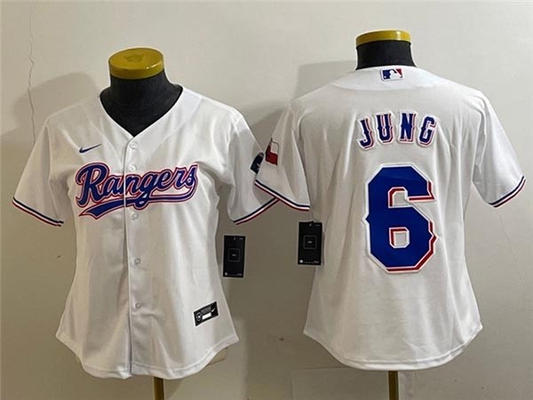 Women's Texas Rangers #6 Josh Jung White Cool Base Jersey