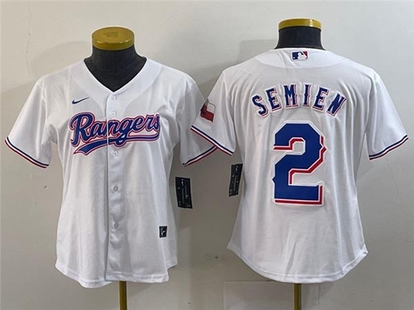 Women's Texas Rangers #2 Marcus Semien White Cool Base Jersey