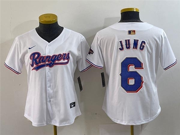 Women's Texas Rangers #6 Josh Jung White 2024 Gold Collection Limited Jersey