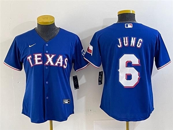 Women's Texas Rangers #6 Josh Jung Royal Blue Cool Base Jersey