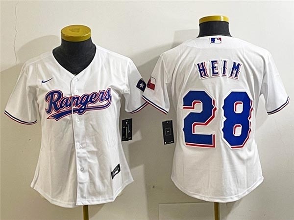 Women's Texas Rangers #28 Jonah Heim White Cool Base Jersey