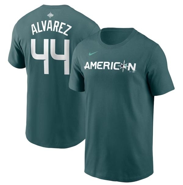 Men's Houston Astros #44 Yordan Alvarez Teal 2023 All-Star Name & Number T-Shirt