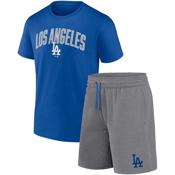 Men's Los Angeles Dodgers Royal Heather Gray Arch T-Shirt & Shorts Combo Set