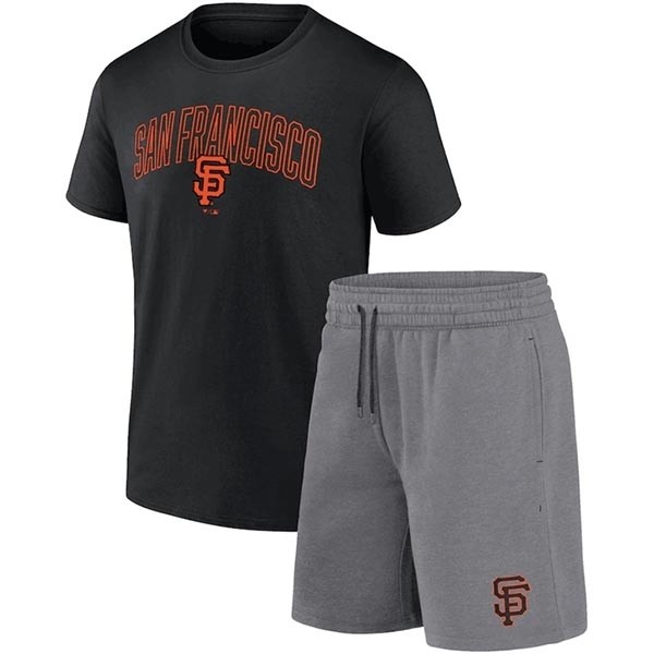 Men's San Francisco Giants Black Heather Gray Arch T-Shirt & Shorts Combo SetS