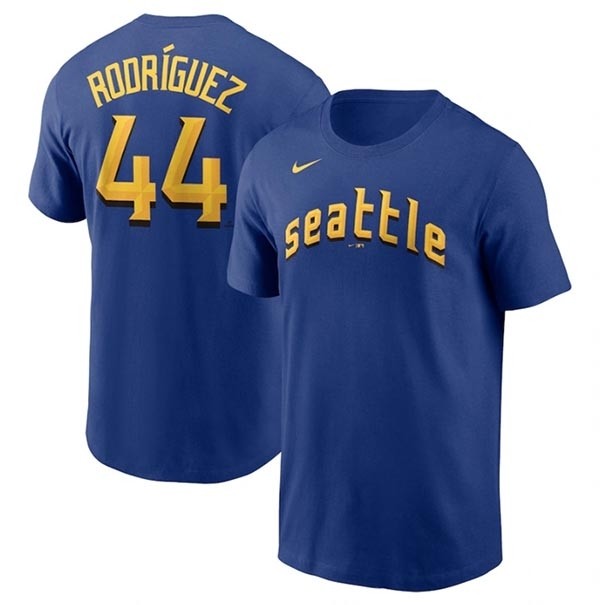 Men's Seattle Mariners #44 Julio Rodriguez Royal 2029 City Connect Name & Number T-Shirt