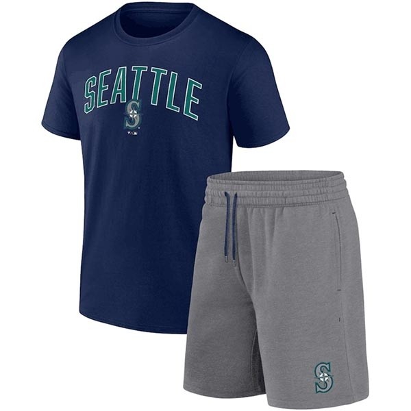 Men's Seattle Mariners Navy Heather Gray Arch T-Shirt & Shorts Combo Set