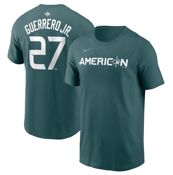 Men's Toronto Blue Jays #27 Vladimir Guerrero Jr. Teal 2023 All-Star Name & Number T-Shirt