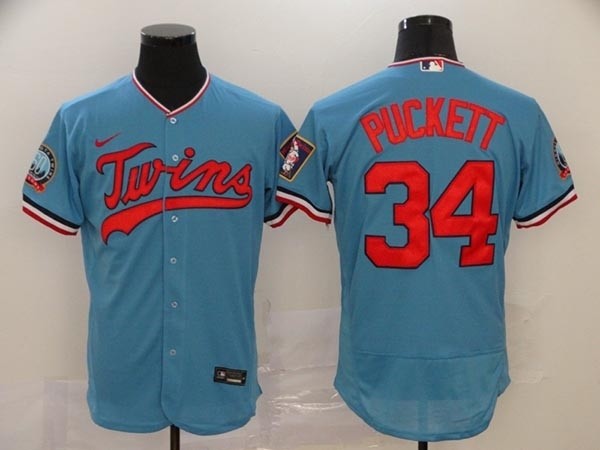 MLB Minnesota Twins #34 Kirby Puckett Sky Blue 2020 Nike Flexbase Jersey