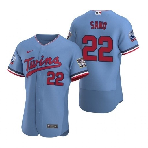 Men's Minnesota Twins #22 Miguel Sano Nike Light Blue Alternate 2020 60th Season Authentic Team MLB Jersey