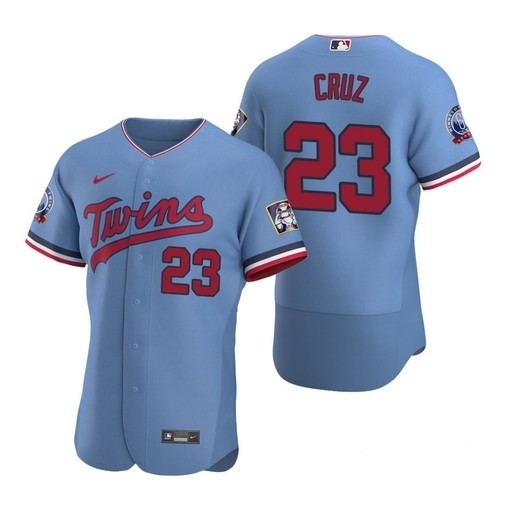 Men's Minnesota Twins #23 Nelson Cruz Nike Light Blue Alternate 2020 60th Season Authentic Team MLB Jersey