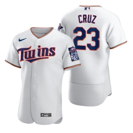 Men's Minnesota Twins #23 Nelson Cruz Nike White Home 2020 60th Season Authentic Team MLB Jersey