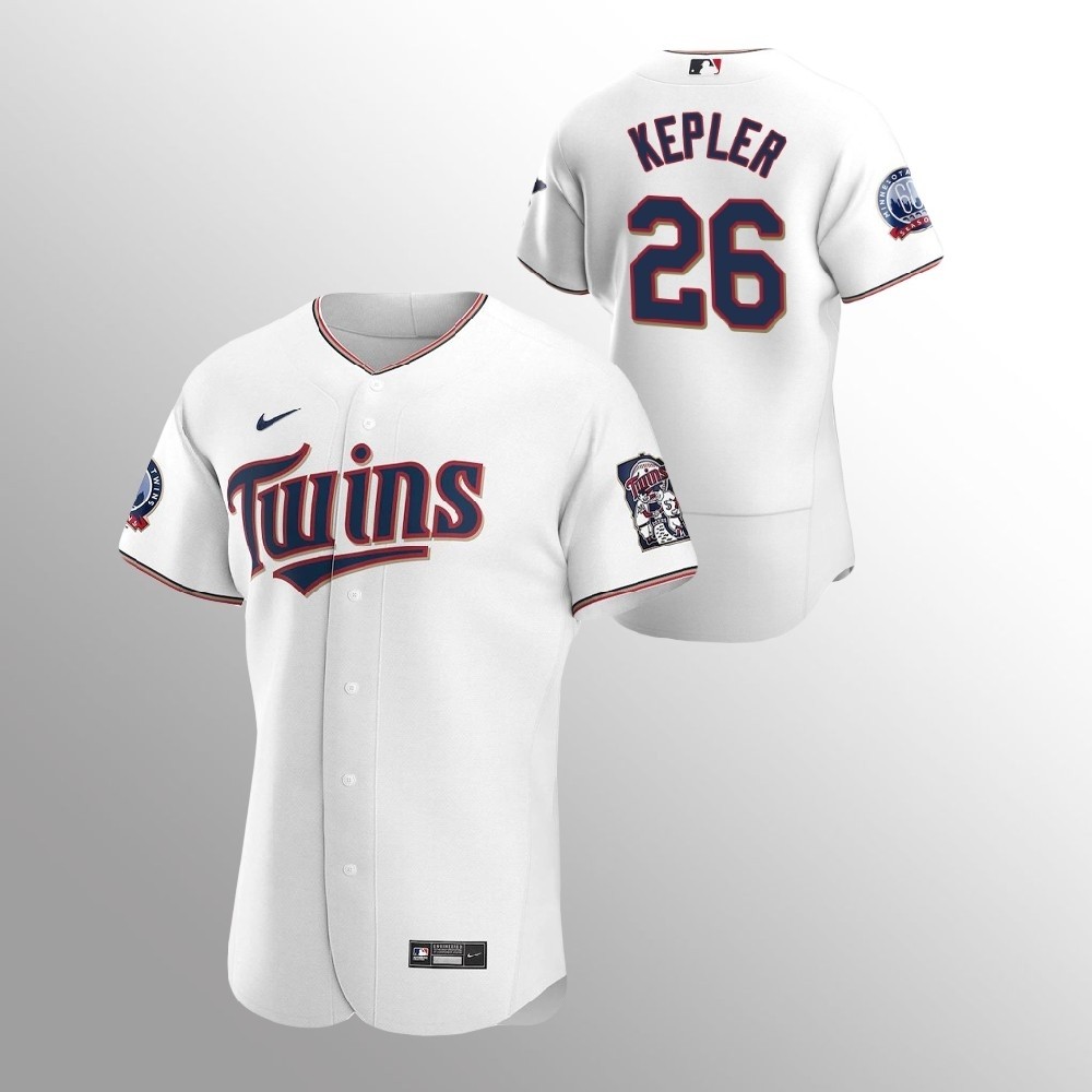 Men's Minnesota Twins #26 Max Kepler Nike White Home 2020 60th Season Authentic Team MLB Jersey