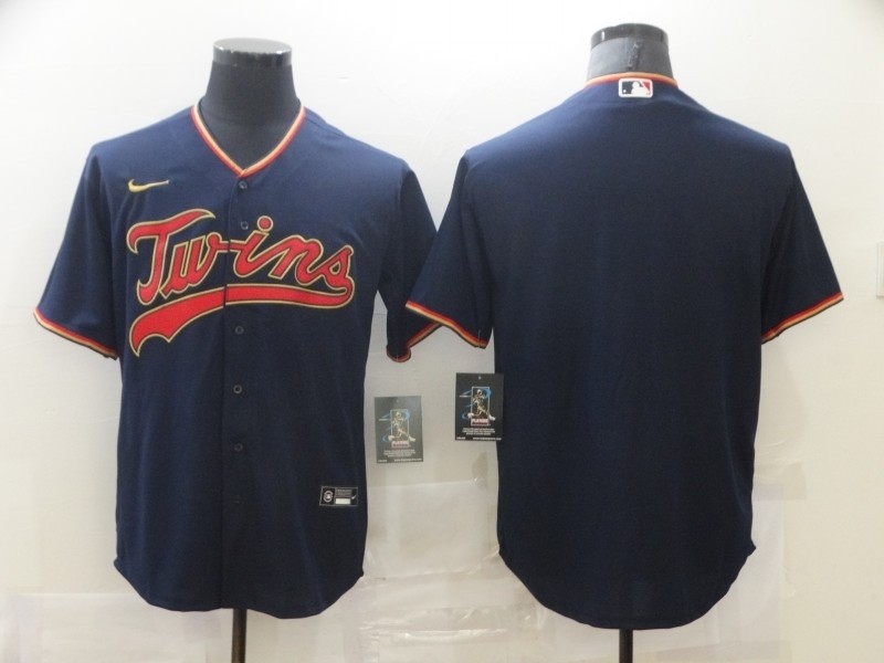 Nike Men's Minnesota Twins Navy Blue Alternate Authentic Team Blank MLB Jersey