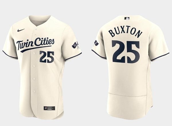 Men's Minnesota Twins #25 Byron Buxton 2023 Cream Flex Base Stitched Jersey