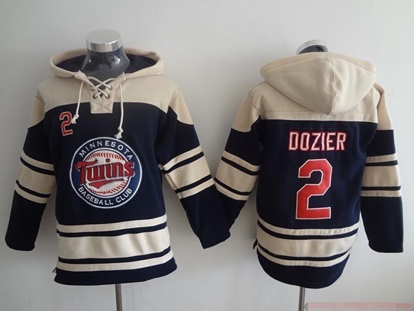 MLB Minnesota Twins #2 Brian Dozier Navy Blue All Stitched Hooded Sweatshirt