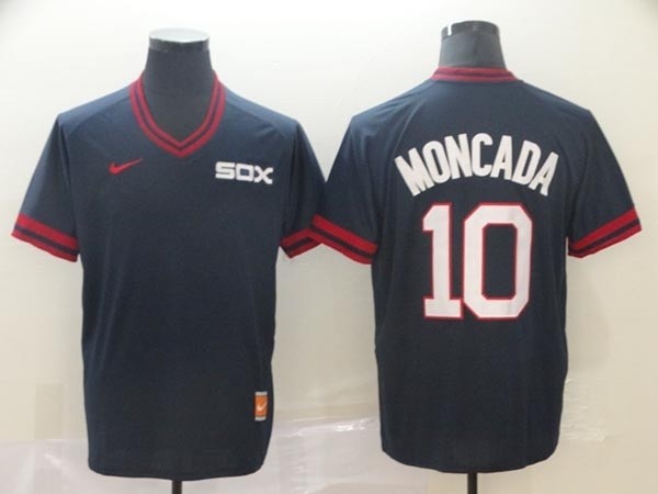 MLB Chicago White Sox #10 Yoan Moncada Black Nike Throwback Jersey