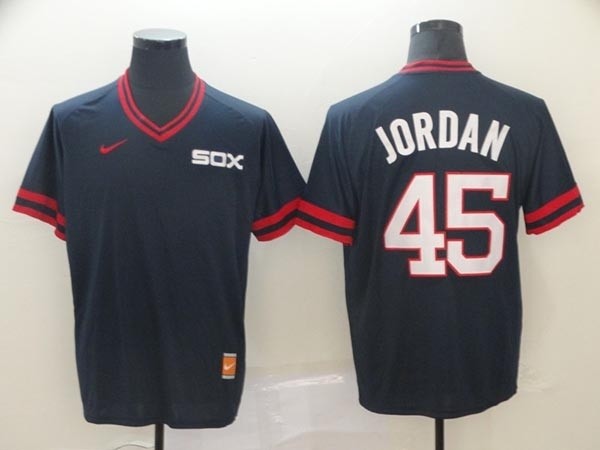 MLB Chicago White Sox #45 Michael Jordan Black Nike Throwback Jersey