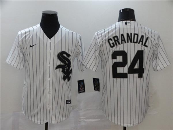 MLB Chicago White Sox #24 Yasmani Grandal White 2020 Nike Cool Base Jersey