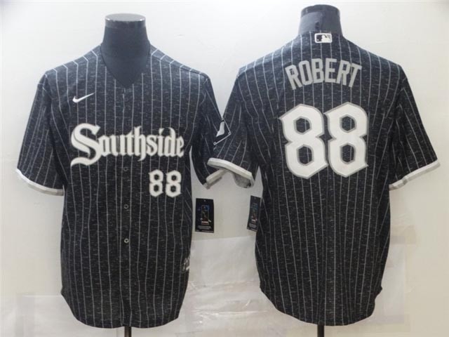 Men's Chicago White Sox #88 Luis Robert Black 2021 City Connect Cool Base Jersey