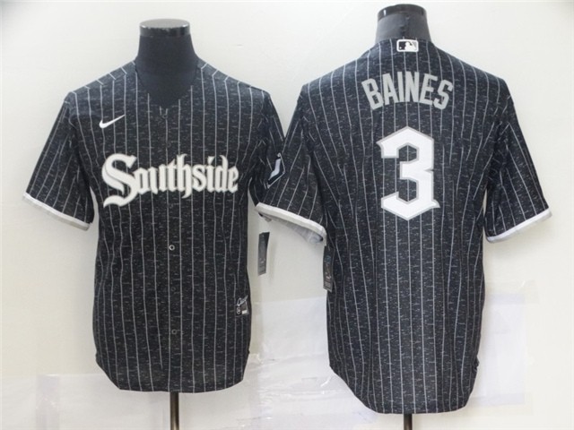 Chicago White Sox #3 Harold Baines Black 2021 City Connect Cool Base Jersey