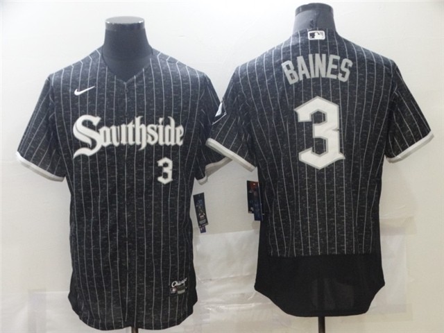 Chicago White Sox #3 Harold Baines Black 2021 City Connect Flex Base Jersey