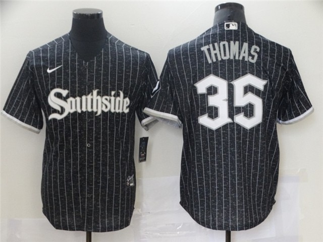 Chicago White Sox #35 Frank Thomas Black 2021 City Connect Cool Base Jersey