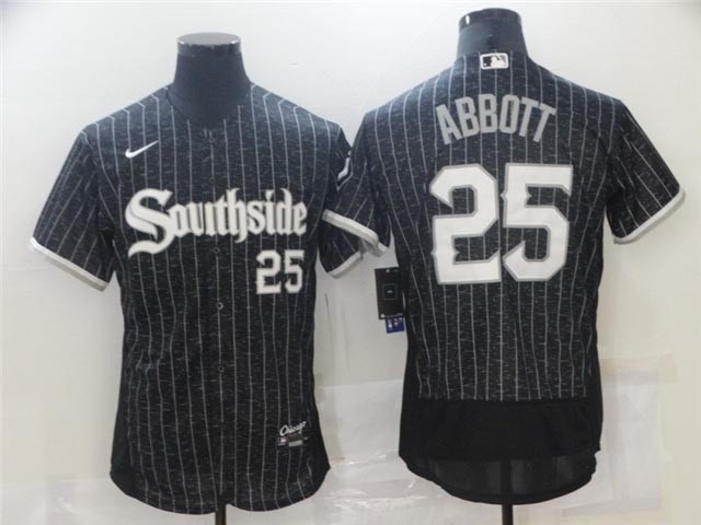 Chicago White Sox #25 Jim Abbott Black 2021 City Connect Flex Base Jersey