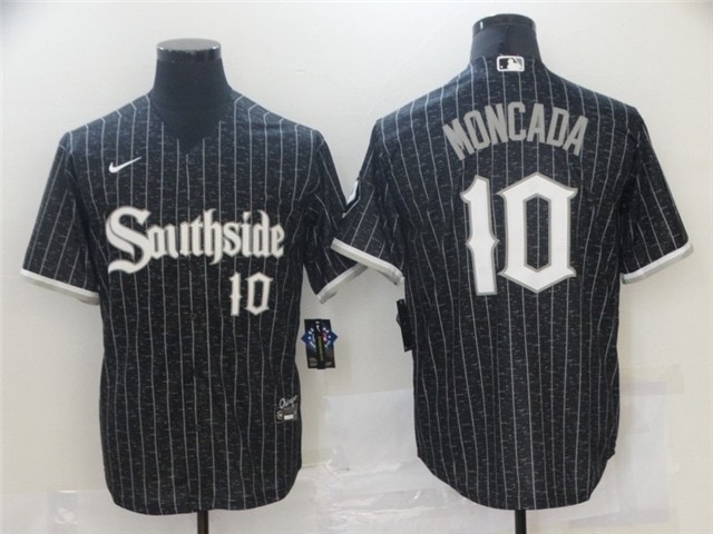 Chicago White Sox #10 Yoan Moncada Black 2021 City Connect Cool Base Jersey(number on front and back)