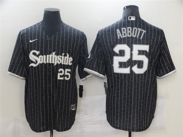 Chicago White Sox #25 Jim Abbott Black 2021 City Connect Cool Base Jersey(number on front and back)