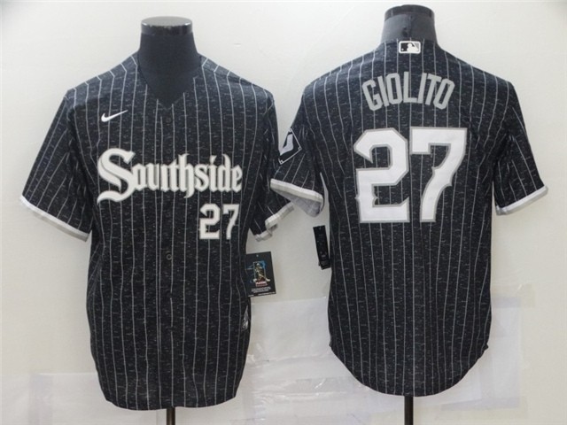 Chicago White Sox #27 Lucas Giolito Black 2021 City Connect Cool Base Jersey(number on front and back)