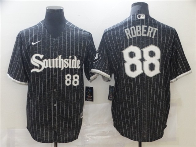 Chicago White Sox #88 Luis Robert Black 2021 City Connect Cool Base Jersey(number on front and back)