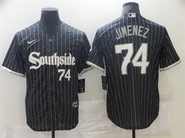 Chicago White Sox #74 Eloy Jimenez Black 2021 City Connect Cool Base Jersey