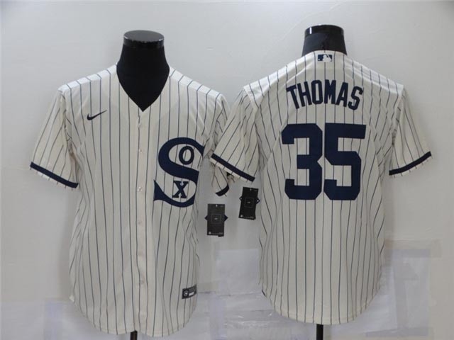 Chicago White Sox #35 Frank Thomas White with name 2021 Field of Dreams Cool Base Jersey