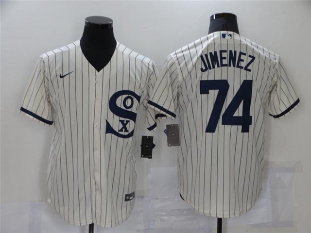 Chicago White with name Sox #74 Eloy Jimenez White with name 2021 Field of Dreams Cool Base Jersey