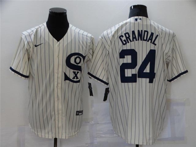 Chicago White Sox #24 Yasmani Grandal White with name 2021 Field of Dreams Cool Base Jersey