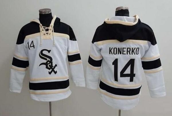 MLB Chicago White Sox #14 Paul Konerko White All Stitched Hooded Sweatshirt