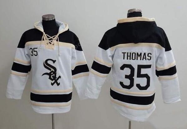 MLB Chicago White Sox #35 Frank Thomas White All Stitched Hooded Sweatshirt