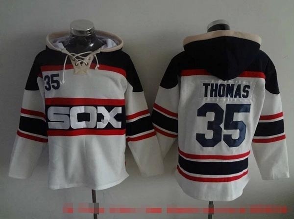 MLB Chicago White Sox #35 Frank Thomas White Alternate All Stitched Hooded Sweatshirt